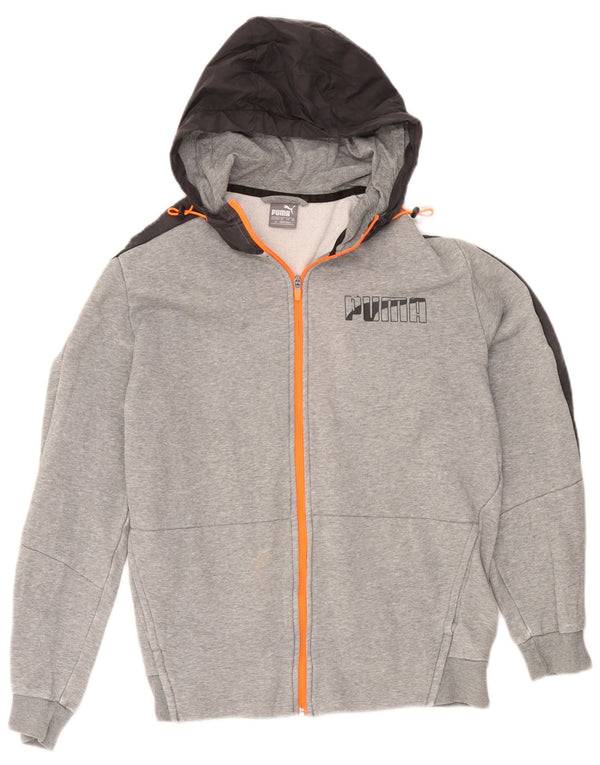 Puma Pull à capuche zippé pour homme en coton color block grand gris