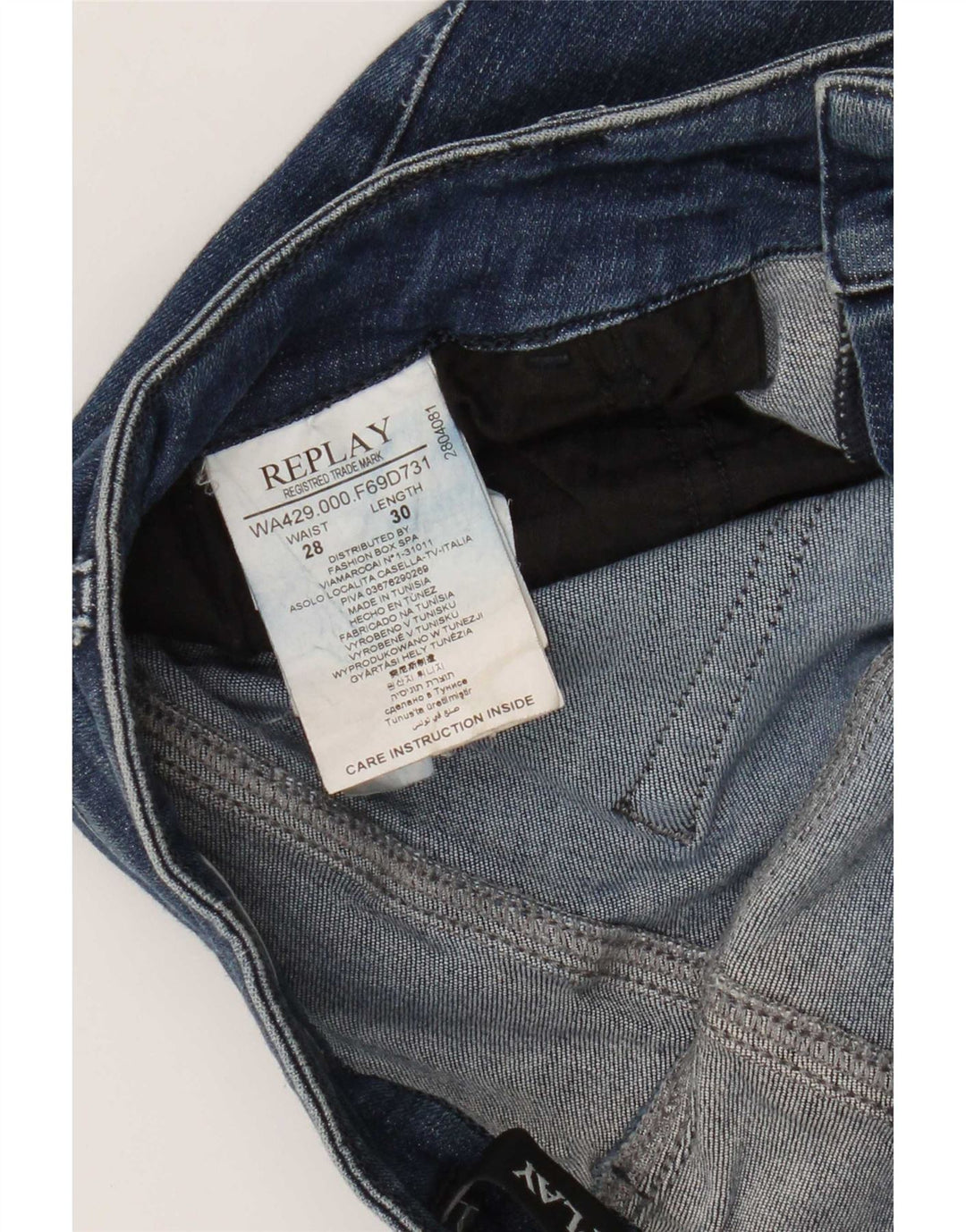 Replay Jean Slim Femme W28 L30 Bleu Coton
