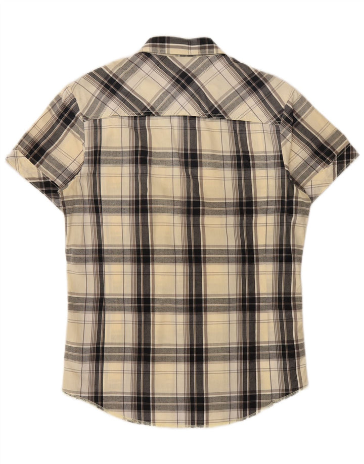 Lee Chemise militaire à manches courtes pour homme en coton à carreaux beige moyen