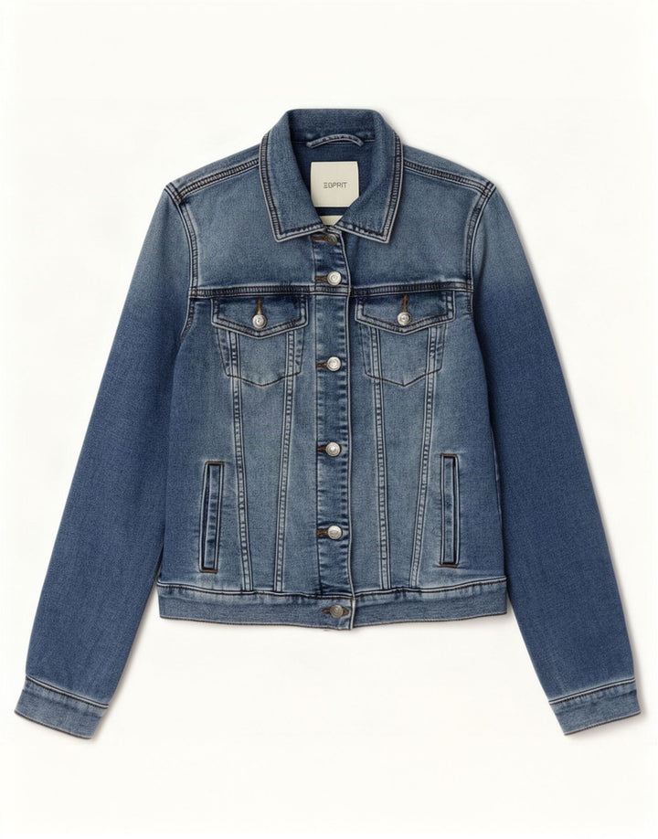 Esprit Veste en Jean Femme UK 10 Petit Bleu Coton