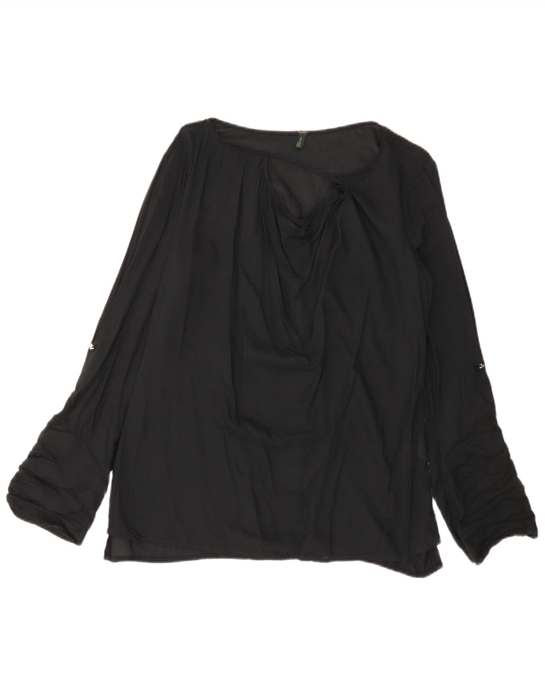 BENETTON Chemisier à manches longues pour femme UK 44 Viscose noir moyen