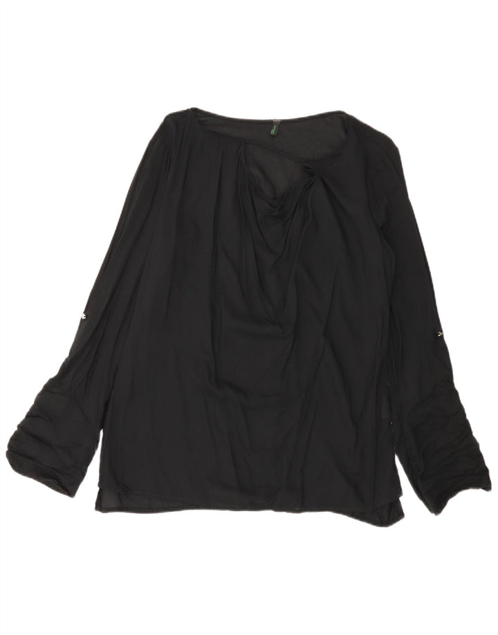 BENETTON Chemisier à manches longues pour femme UK 44 Viscose noir moyen