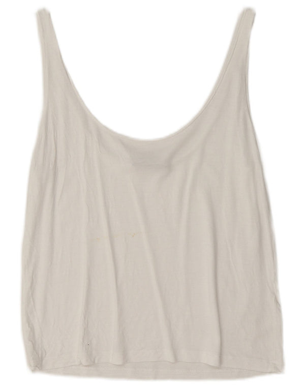 Zara Chemisier court sans manches pour femme UK 10 Petit Blanc