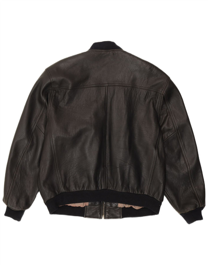 Conte Massimo Veste Bomber Coupe Ample Homme IT 48 Cuir Noir Moyen