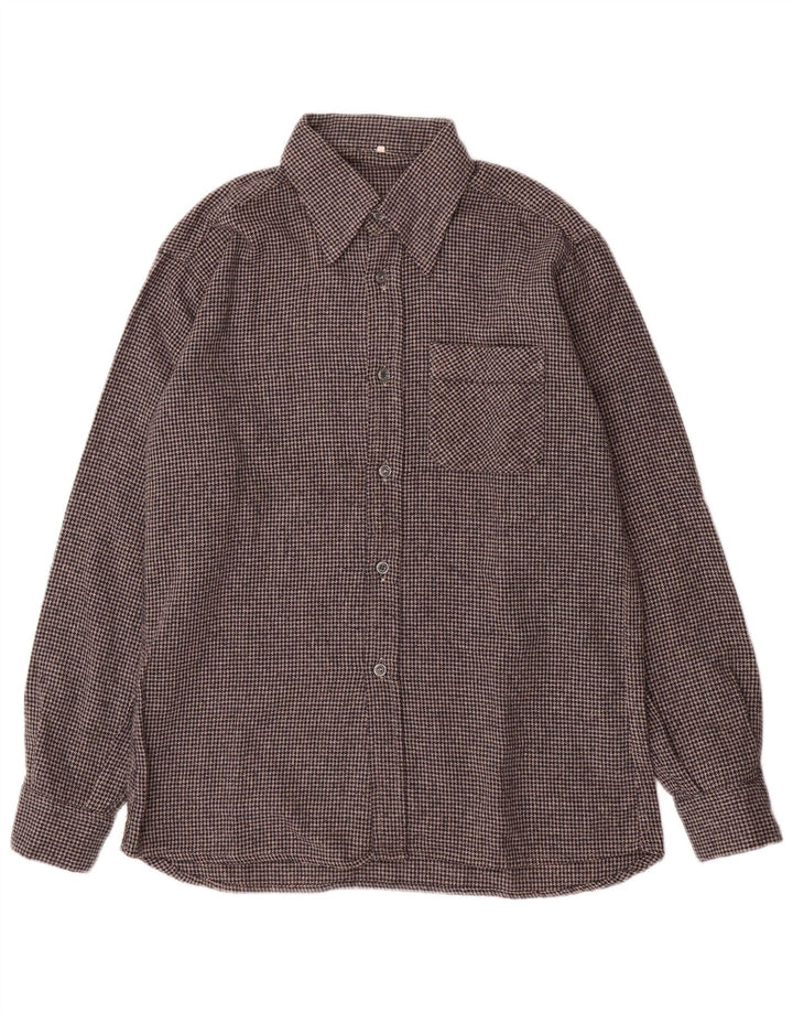 VINTAGE Chemise en flanelle homme taille 40 pied de poule gris moyen