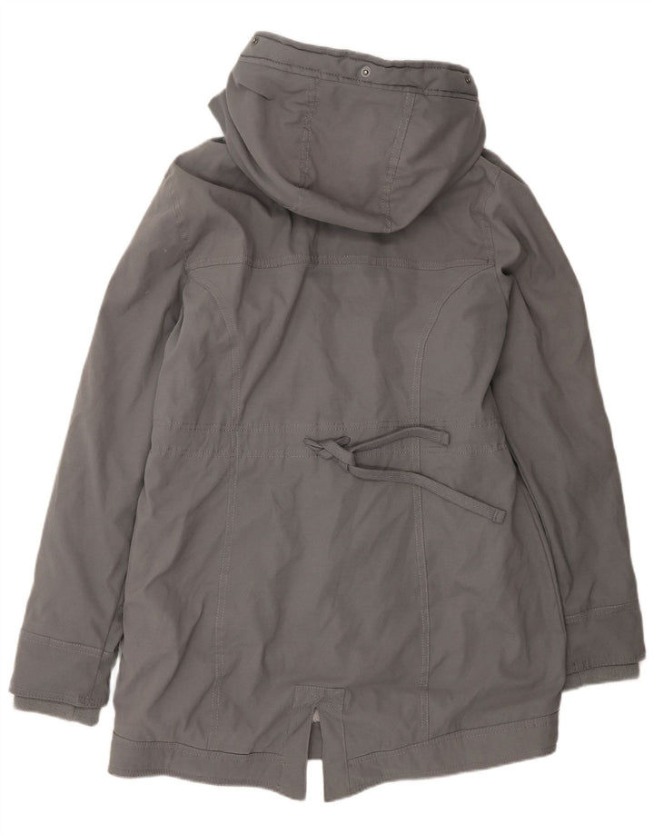 Hollister Veste Sherpa Parka À Capuche Pour Femme UK 14 Gris Moyen Polyester