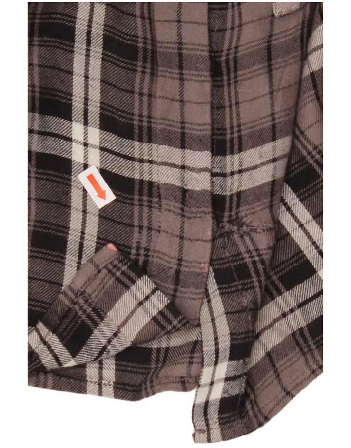 BENETTON Chemise surdimensionnée en flanelle pour femme UK 10 Petit carreaux marron en viscose