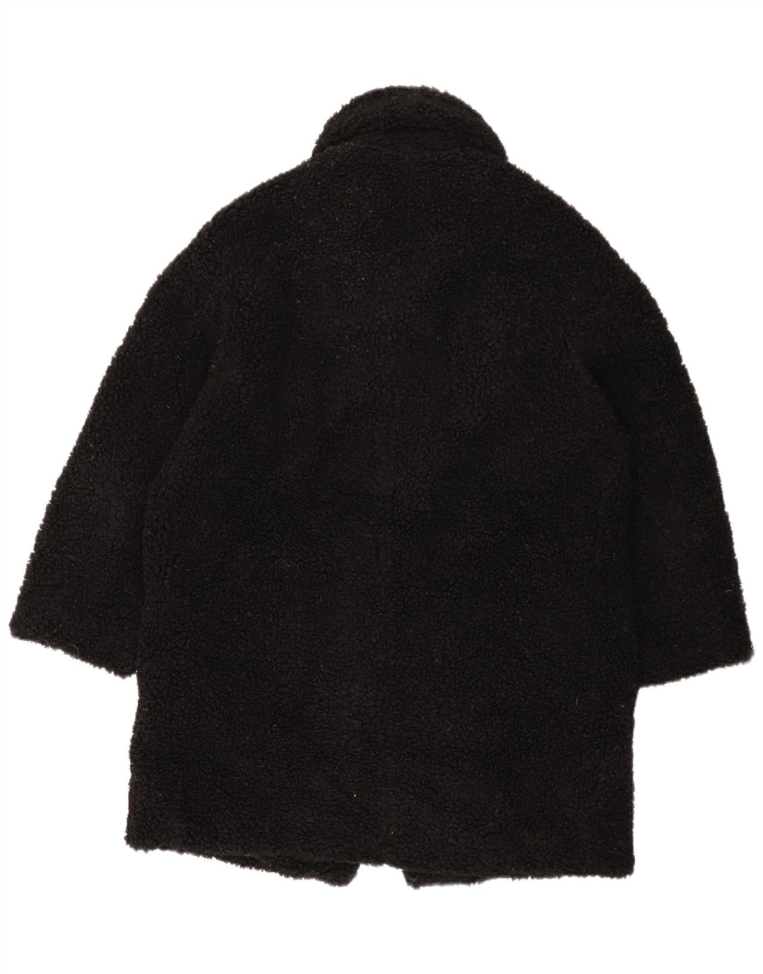 Zara Manteau polaire surdimensionné pour femme UK 10 Petit polyester noir