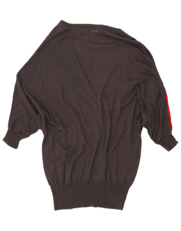 DIESEL Pull cardigan long pour femme UK 10 Small Gris Colorblock