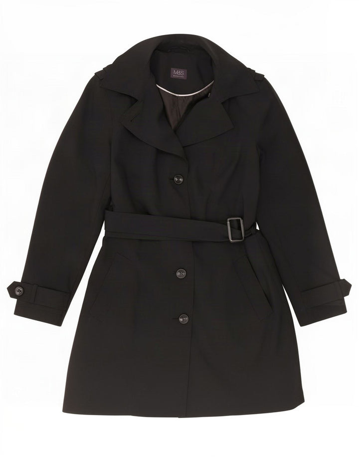 Marks & Spencer Trench-Coat Femme UK 12 Moyen Noir Polyester