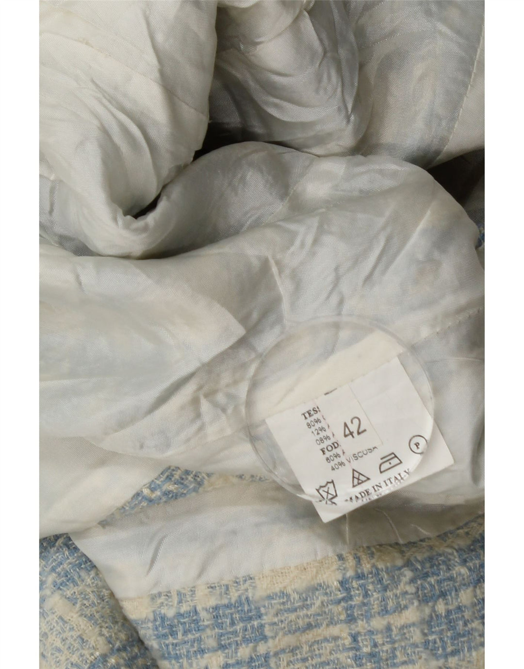 vintage Femme 3 Bouton Blazer Veste IT 42 Moyen Bleu Check Coton