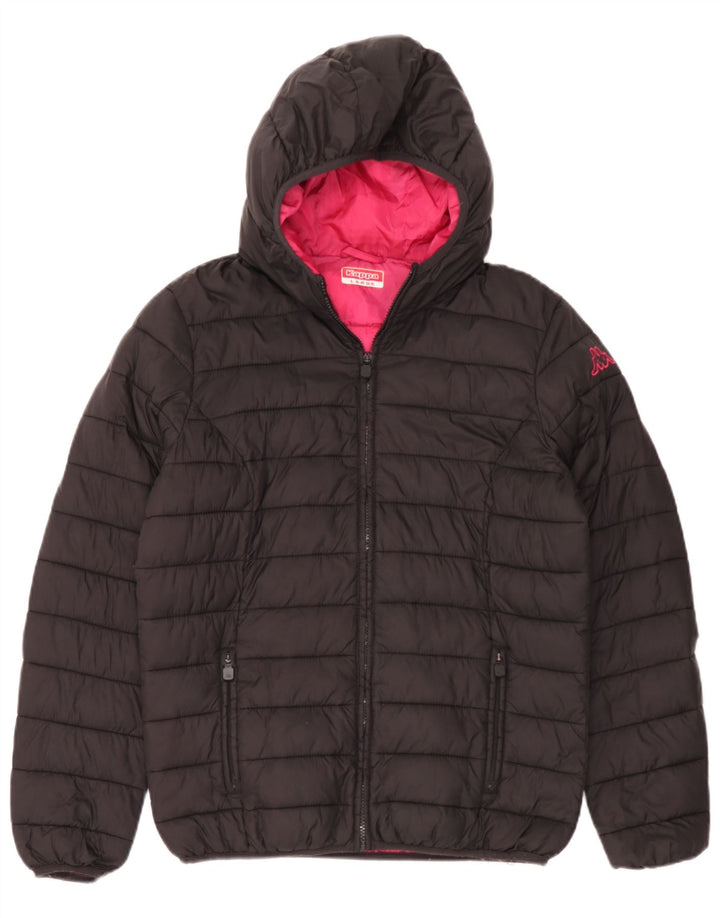 Kappa Veste rembourrée à capuche pour femme UK 16 Large Noir Polyamide
