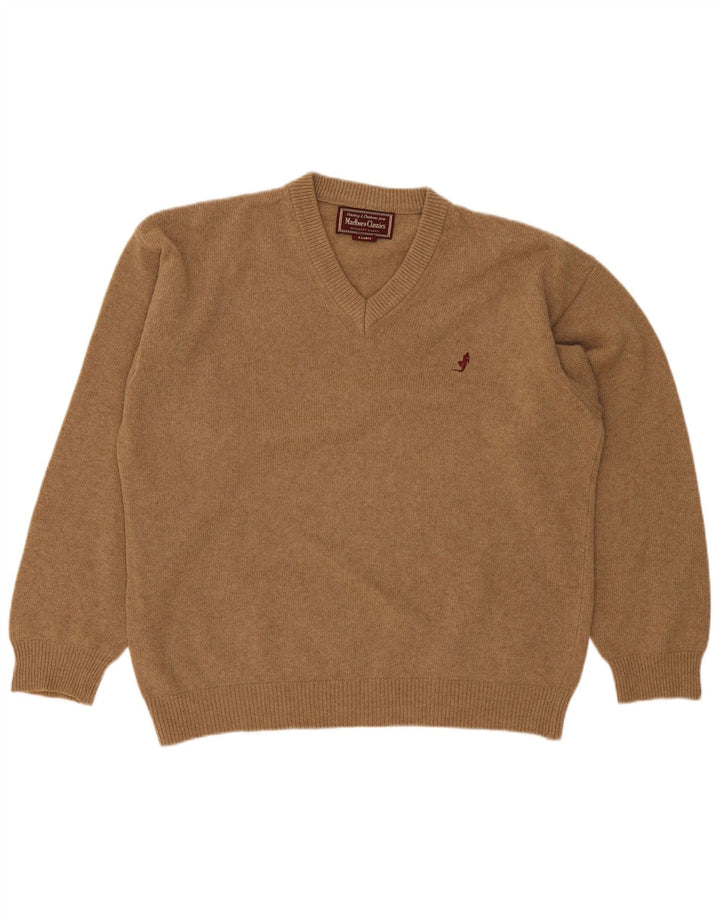 Marlboro Classics Pull col V pour homme XL en laine beige