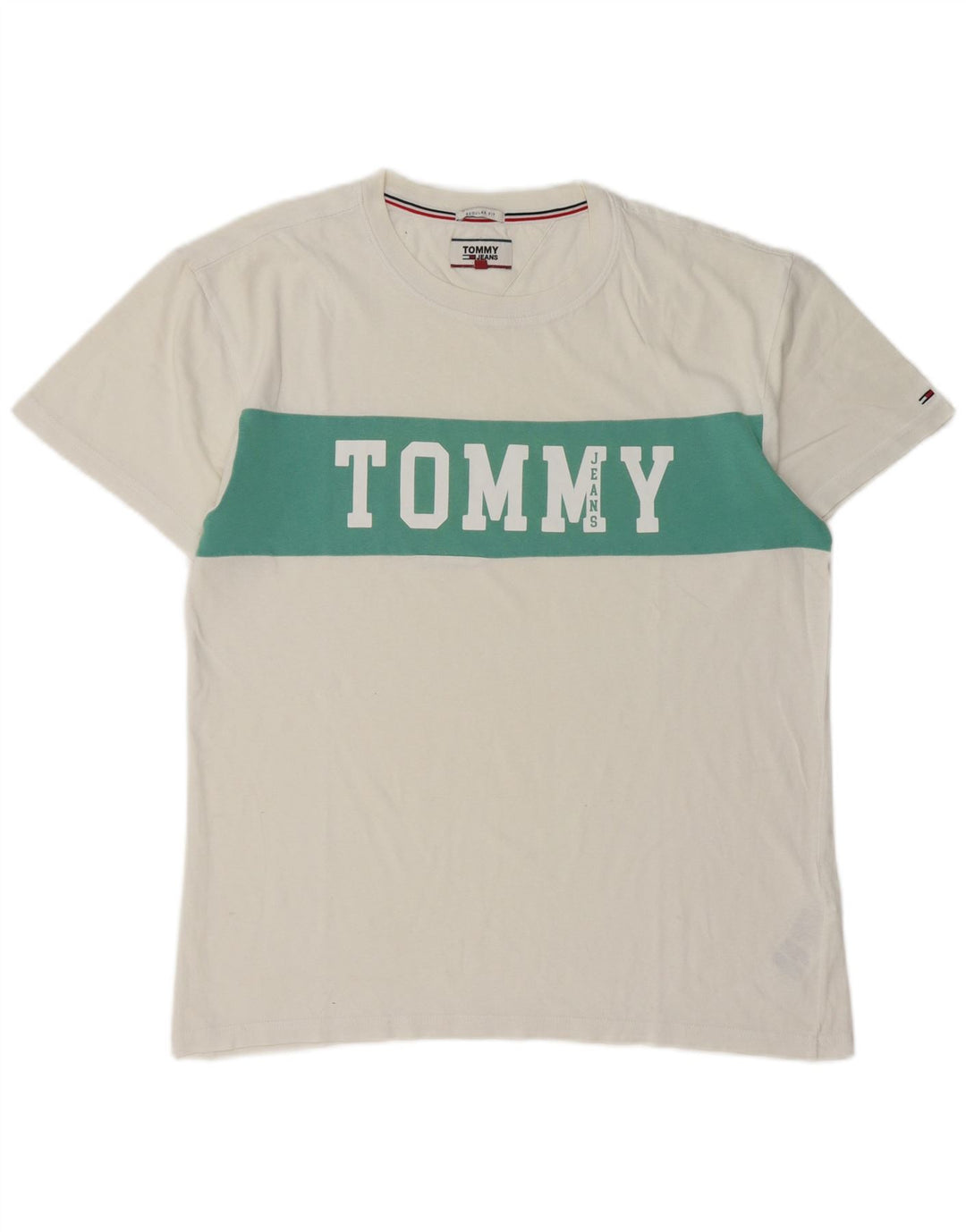 Tommy Hilfiger T-Shirt Graphique Homme Blanc Moyen Colorblock