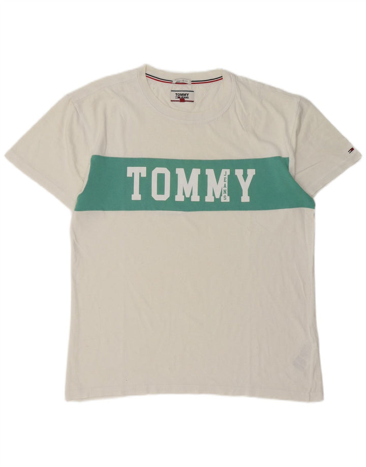 Tommy Hilfiger T-Shirt Graphique Homme Blanc Moyen Colorblock