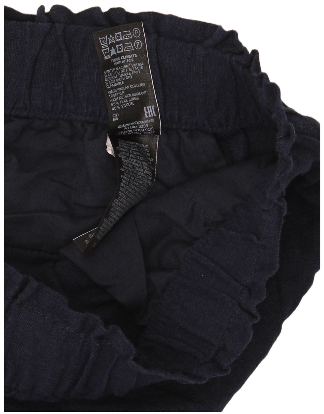 Marks & Spencer Short décontracté pour femme UK 12 Medium W32 Bleu marine Lin