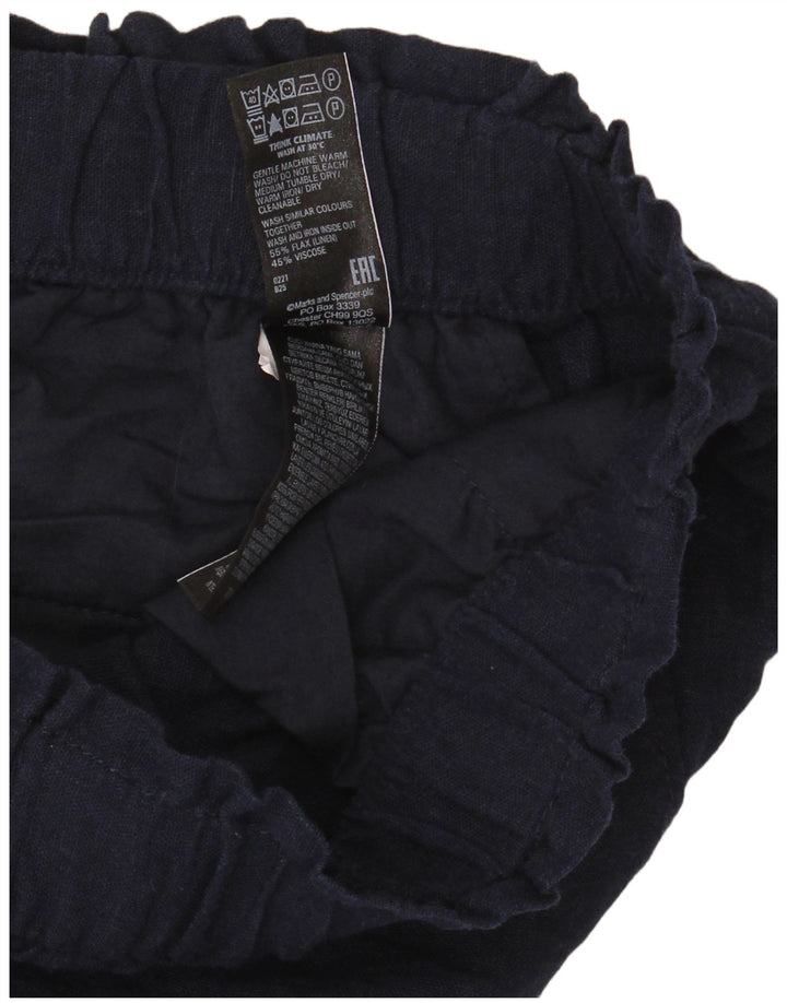 Marks & Spencer Short décontracté pour femme UK 12 Medium W32 Bleu marine Lin