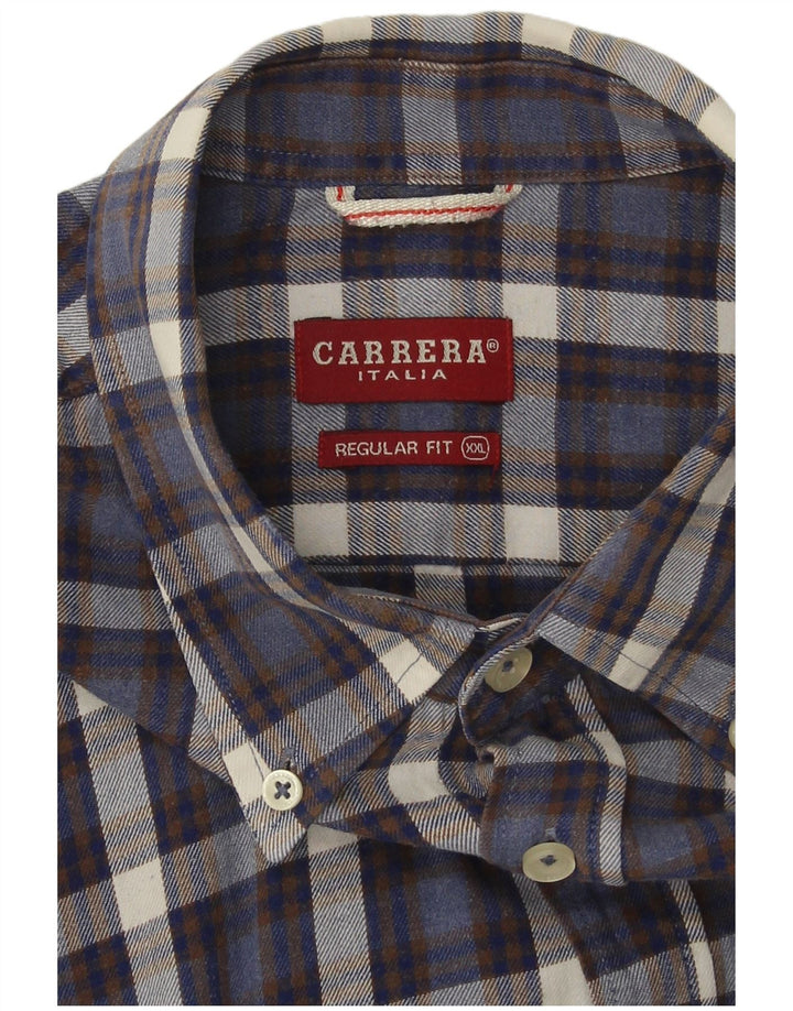 Carrera Chemise en flanelle coupe classique pour homme 2XL Bleu marine à carreaux