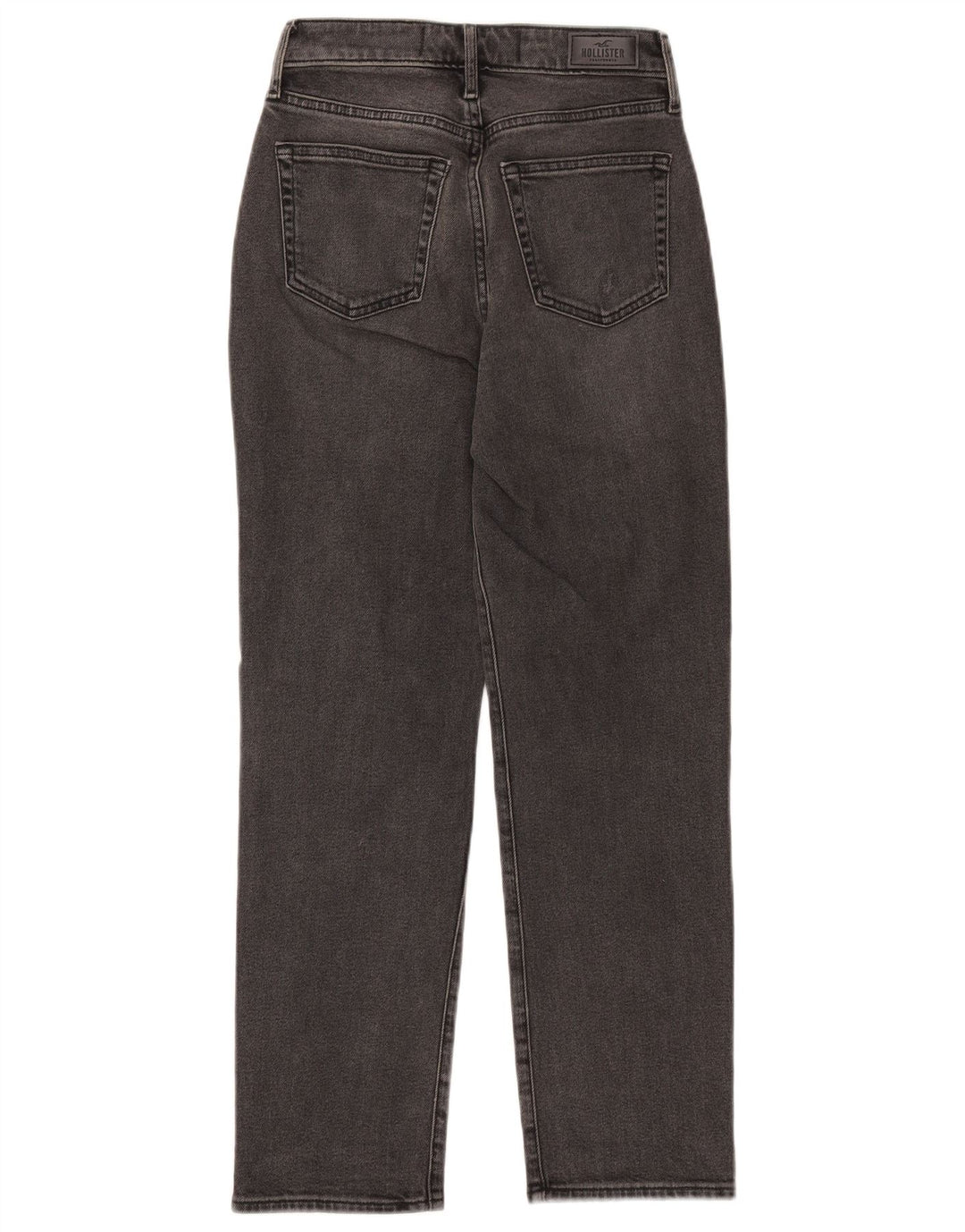 HOLLISTER Jean droit taille haute effet vieilli W25 L27 coton noir