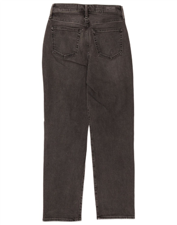 HOLLISTER Jean droit taille haute effet vieilli W25 L27 coton noir