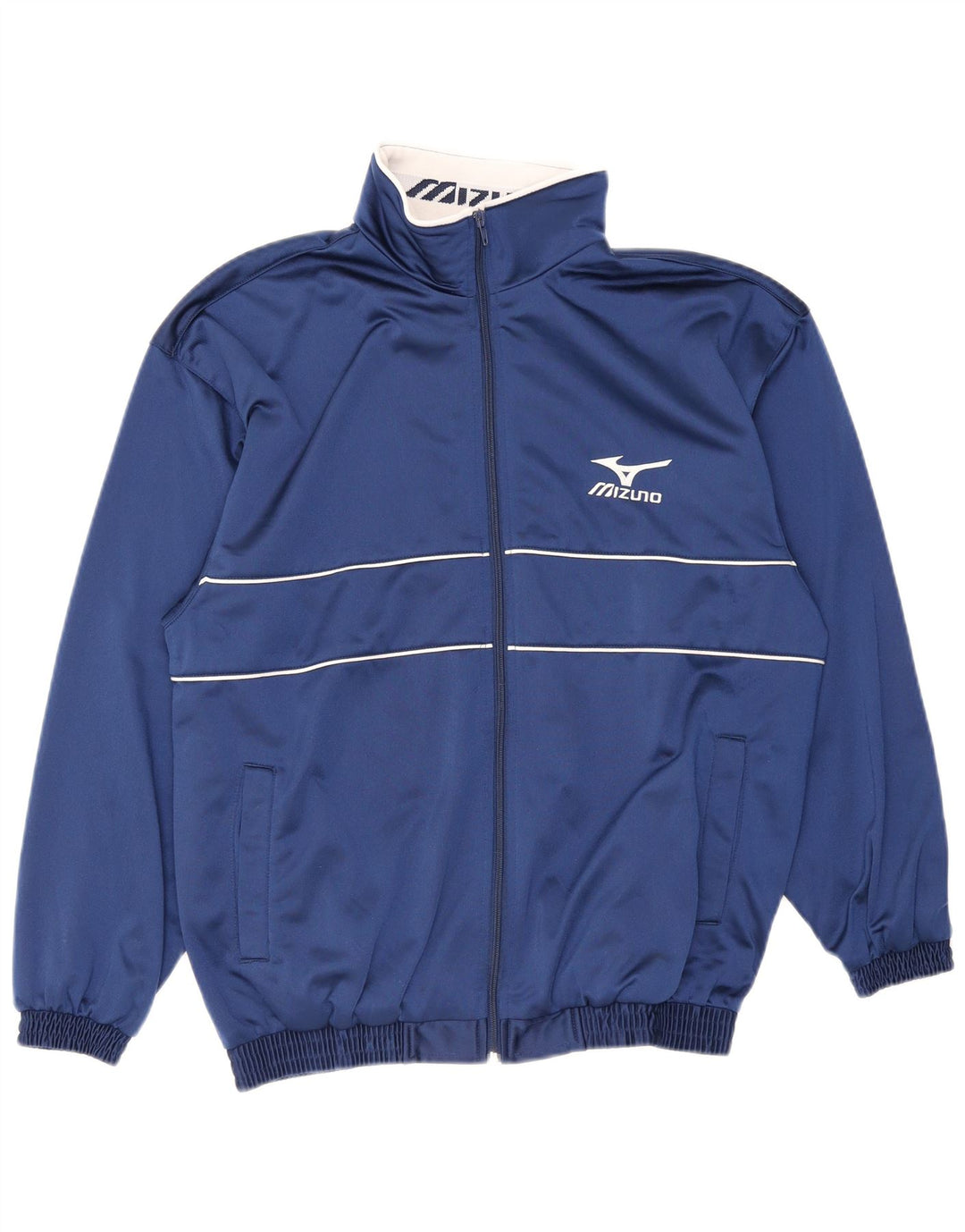 Mizuno Hommes Graphique Survêtement Top Veste Petit Bleu Marine Rayé Polyester