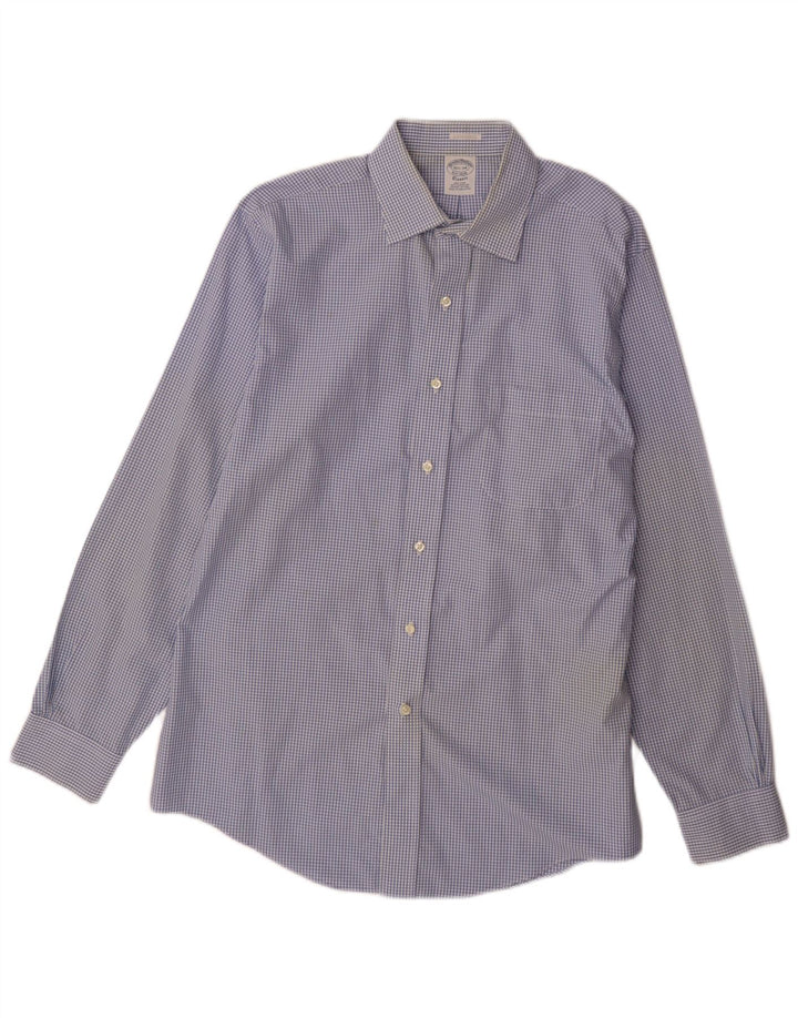 Brooks Brothers Chemise coupe classique pour homme Taille 15 1/2 Vichy bleu moyen