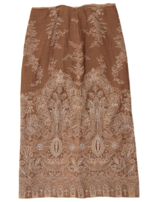 Luisa Spagnoli Jupe Midi Femme IT 46 Large W32 Laine Paisley Marron