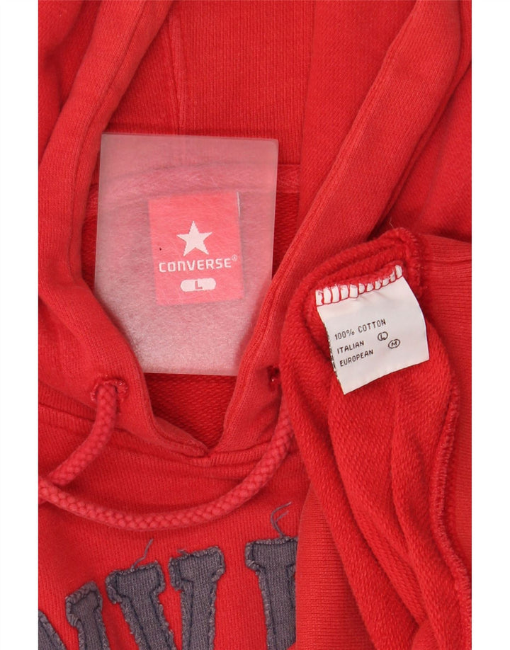 Converse Pull à capuche graphique pour homme en coton rouge Taille L