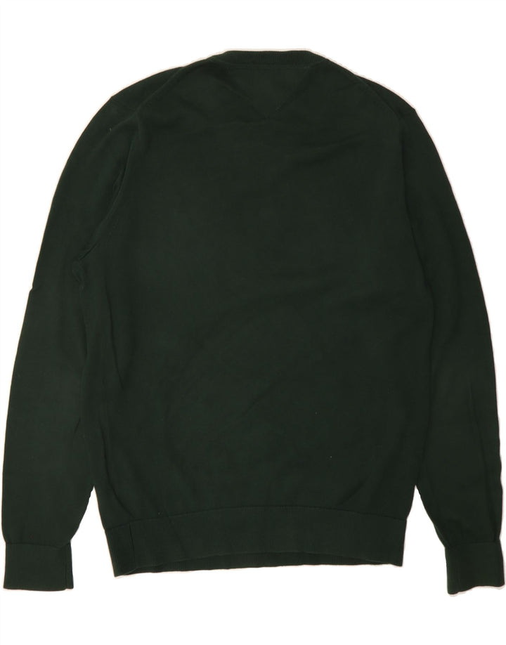 TOMMY HILFIGER Mens V-Neck Jumper Sweater Medium Khaki Cotton Vintage Tommy Hilfiger and Second-Hand Tommy Hilfiger from Messina Hembry 