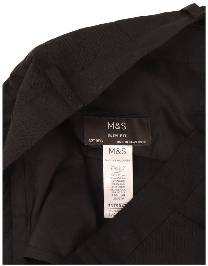 Marks & Spencer Pantalon de costume coupe slim pour femme W32 L31 Noir Polyester