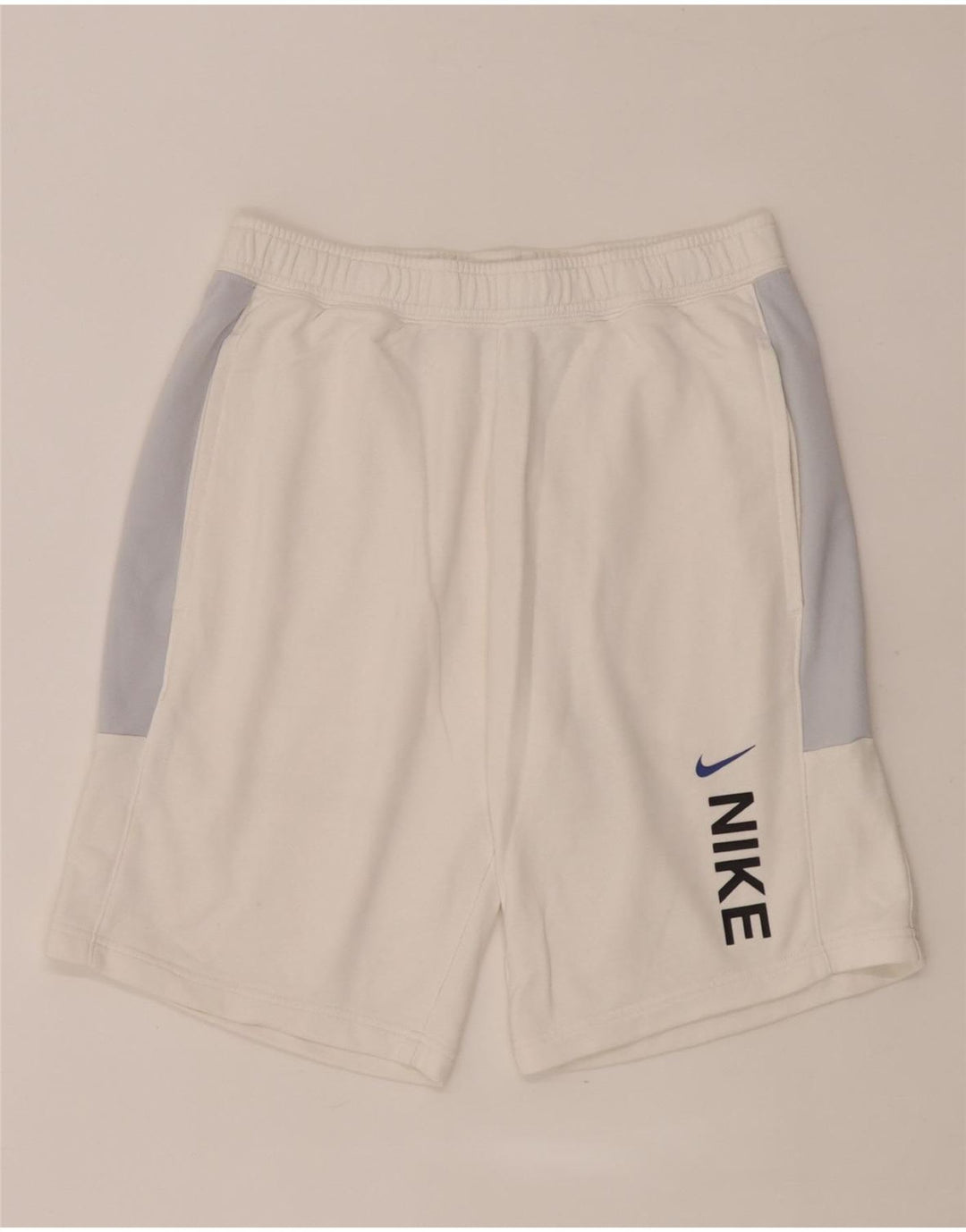 Nike Short de sport graphique en coton color block blanc moyen