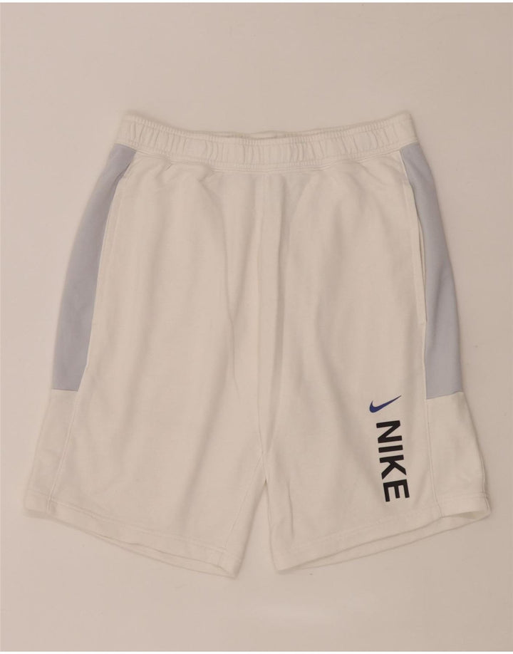 Nike Short de sport graphique en coton color block blanc moyen