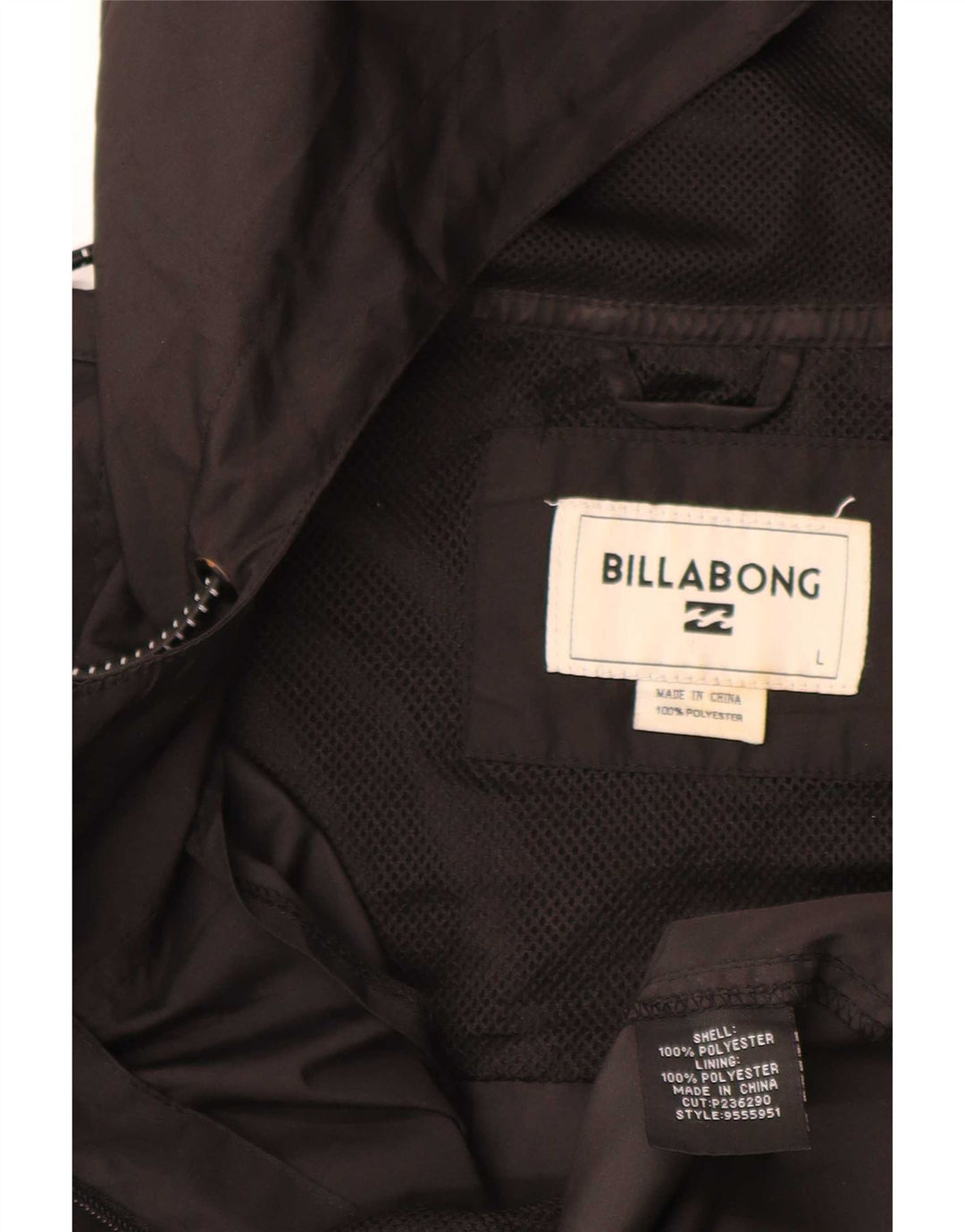 Billabong Veste de pluie à capuche pour homme UK 40 Large Noir Polyester