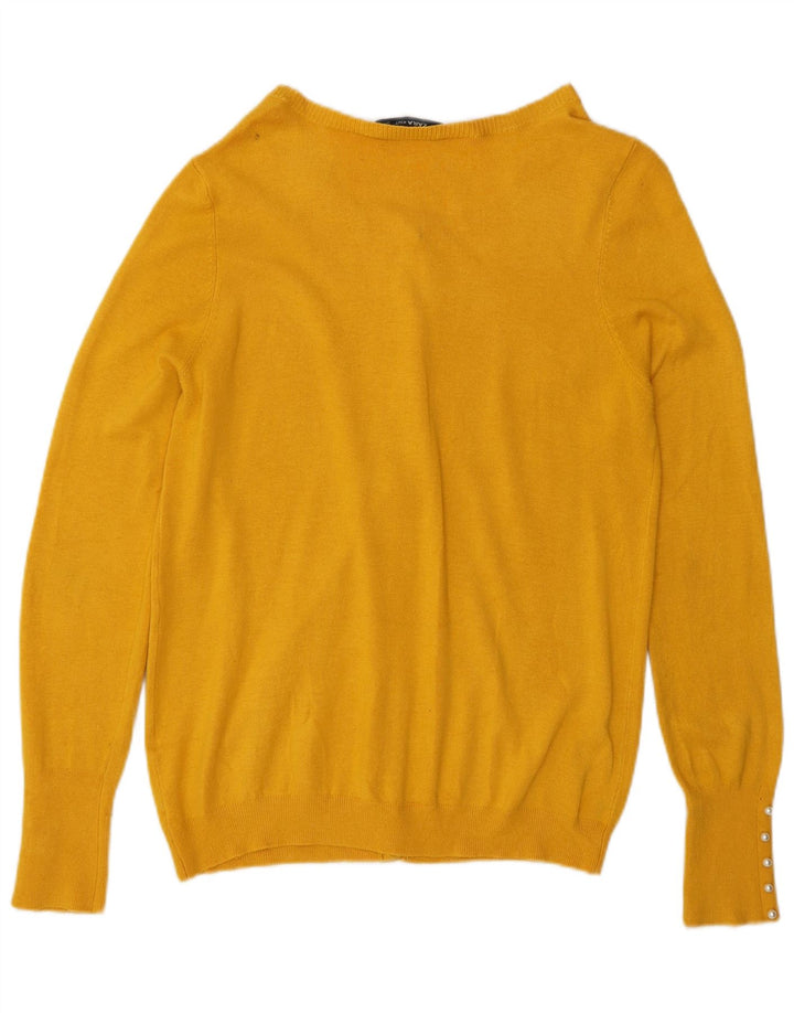 Zara Cardigan Femme Pull UK 14 Large Jaune