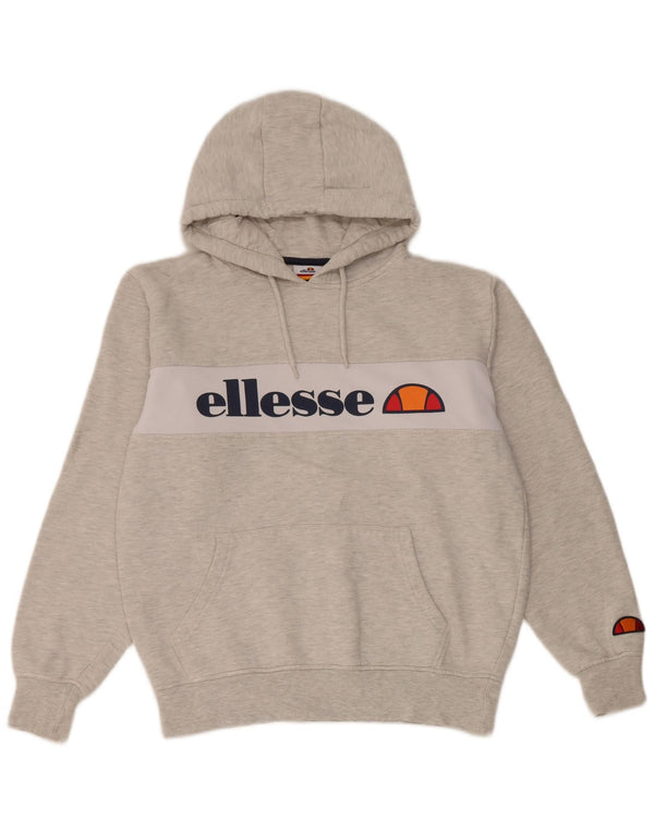 Ellesse Pull à capuche graphique pour femme UK 44 Gris moyen en coton color block