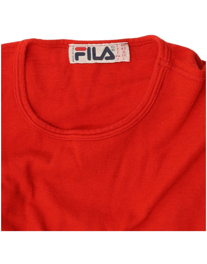 FILA Haut court à manches longues pour femme IT 48 Large Rouge