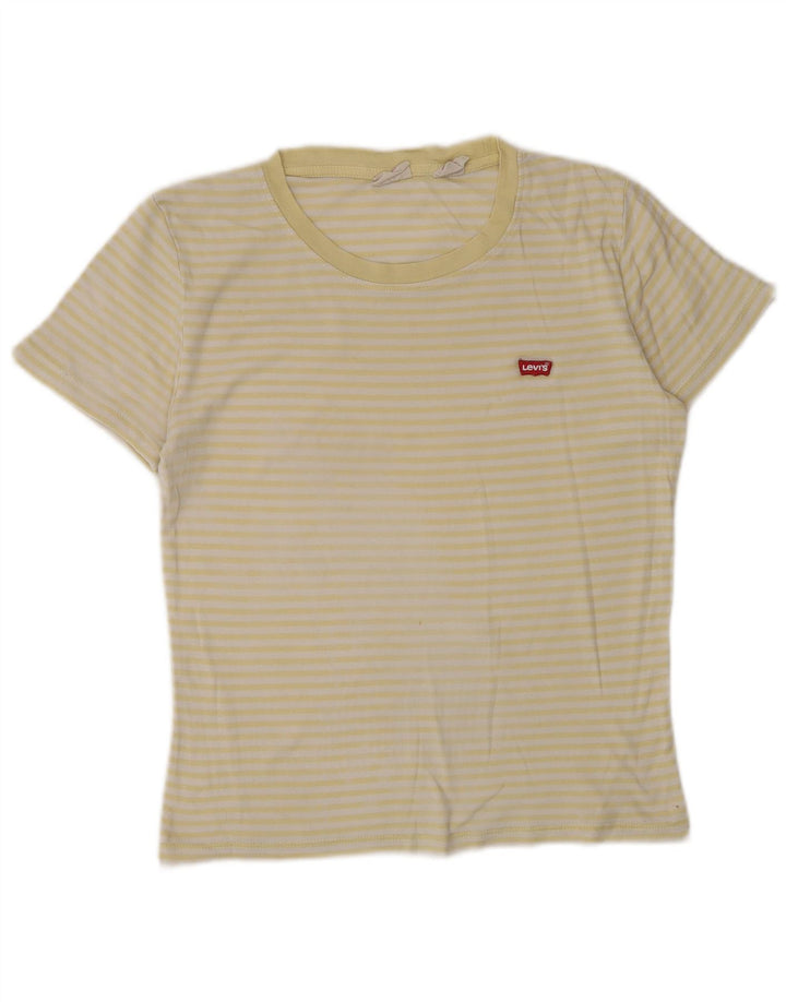 Levi's T-Shirt Femme UK 10 Petit Rayé Jaune
