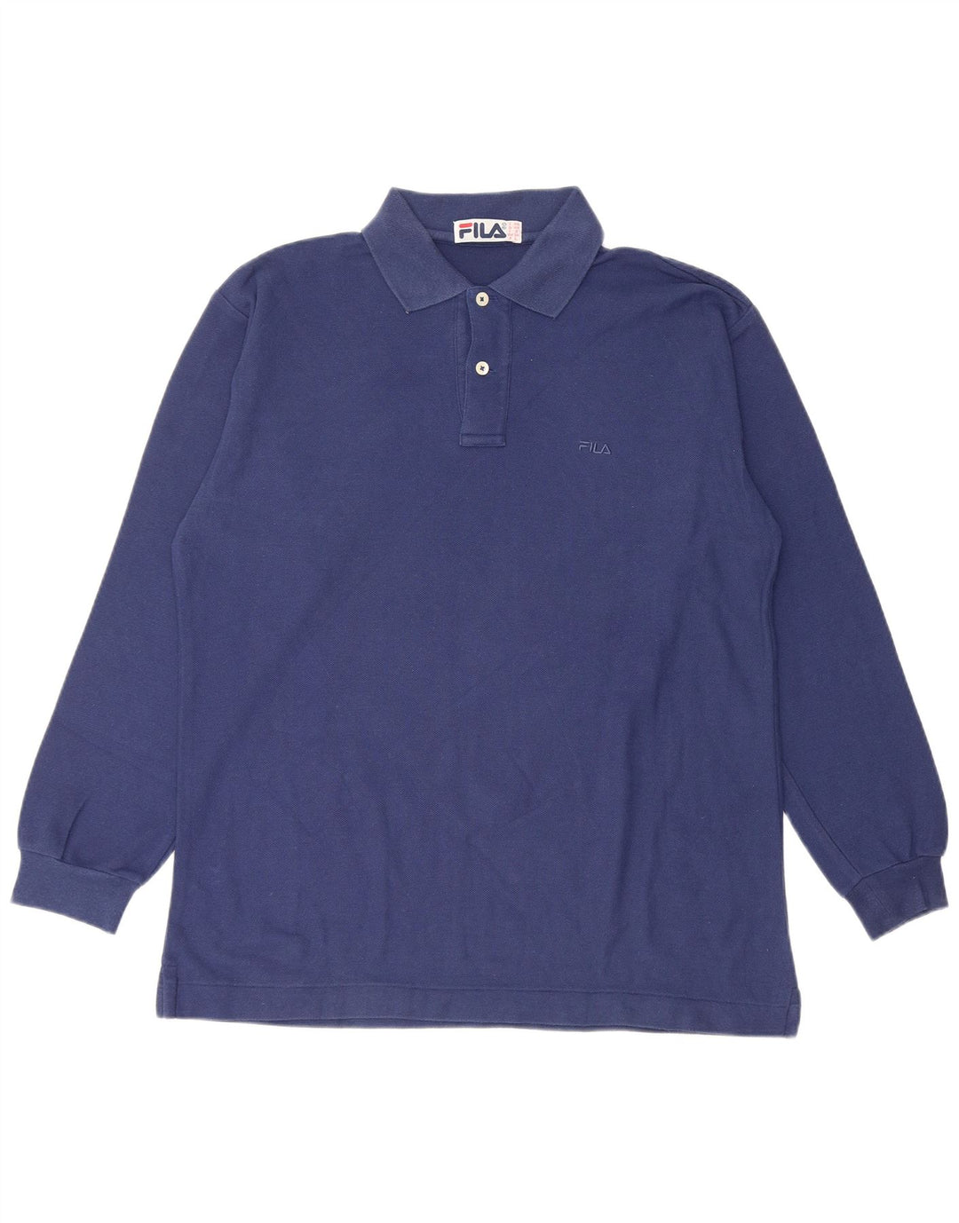 FILA Polo à Manches Longues Homme IT 48 Bleu Marine Moyen Coton
