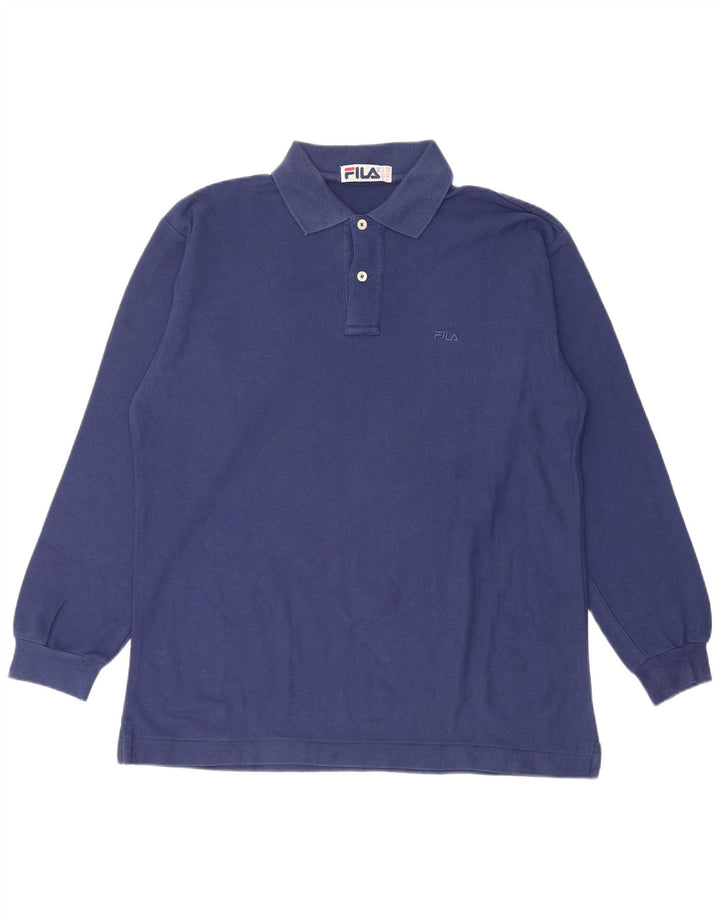 FILA Polo à Manches Longues Homme IT 48 Bleu Marine Moyen Coton