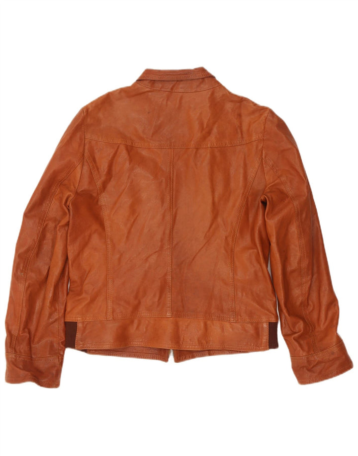 veste en cuir femme vintage IT 46 Grand cuir marron