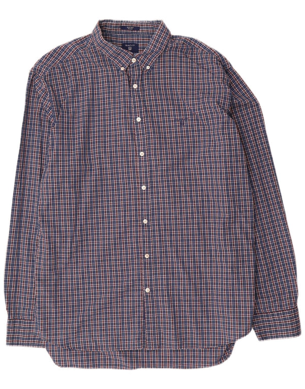 Gant Chemise Regular Fit Homme Taille 47/48 3XL Bleu Carreaux Coton