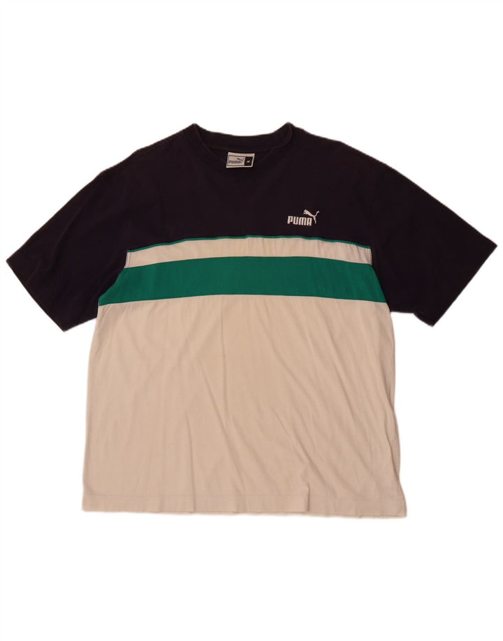 Puma T-Shirt Top Homme Blanc Colorblock Moyen