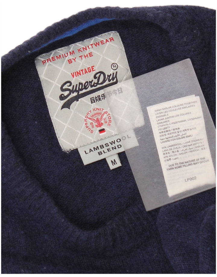 Superdry Pull à col rond en laine bleu marine moyen