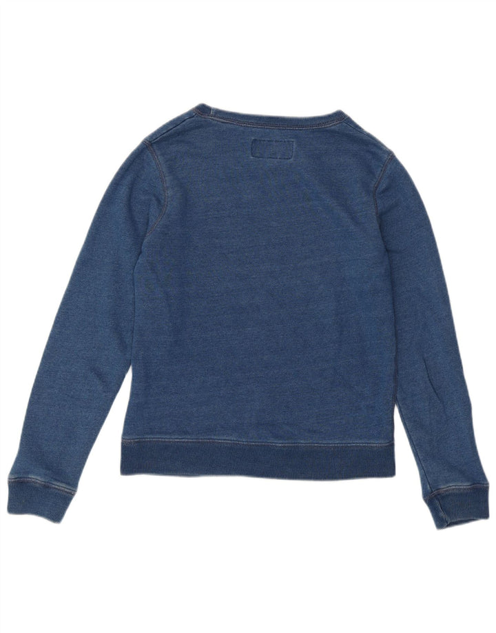 JACK WILLS Sweat-shirt graphique pour femme UK 6 XS Bleu Coton