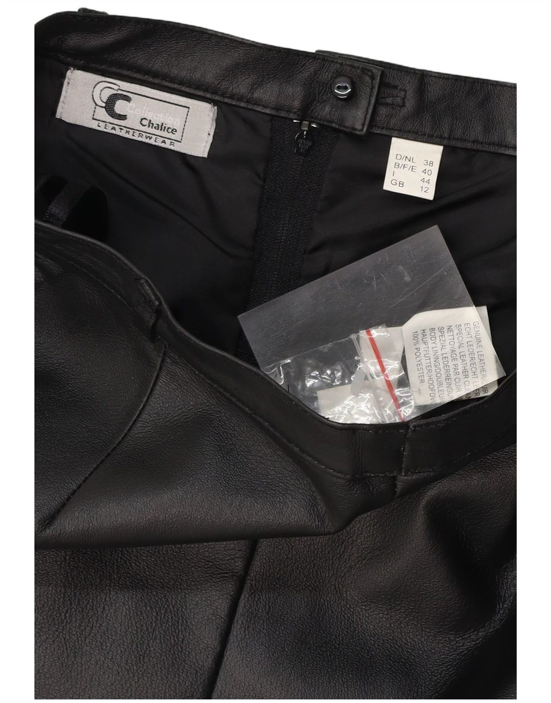 CHALICE Jupe en cuir taille haute pour femme UK 12 Medium W26 Cuir noir