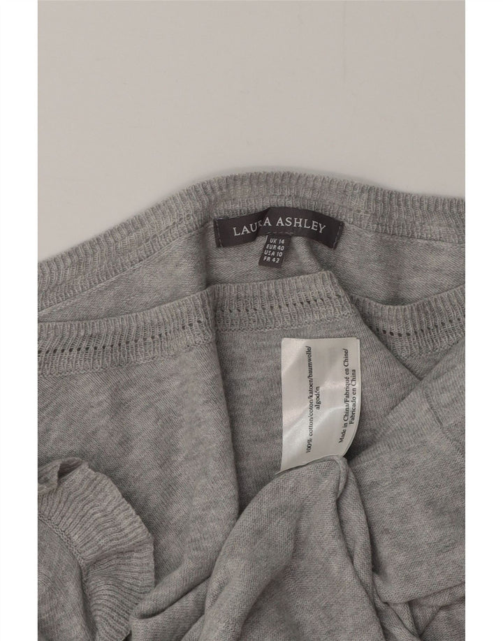 LAURA ASHLEY Pull col bateau pour femme UK 14 Grand coton gris