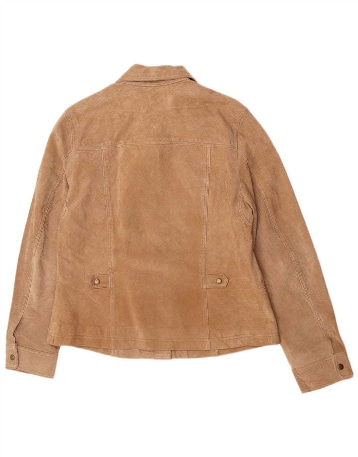 Coldwater Creek Veste en daim pour femme UK 16 Grand cuir marron