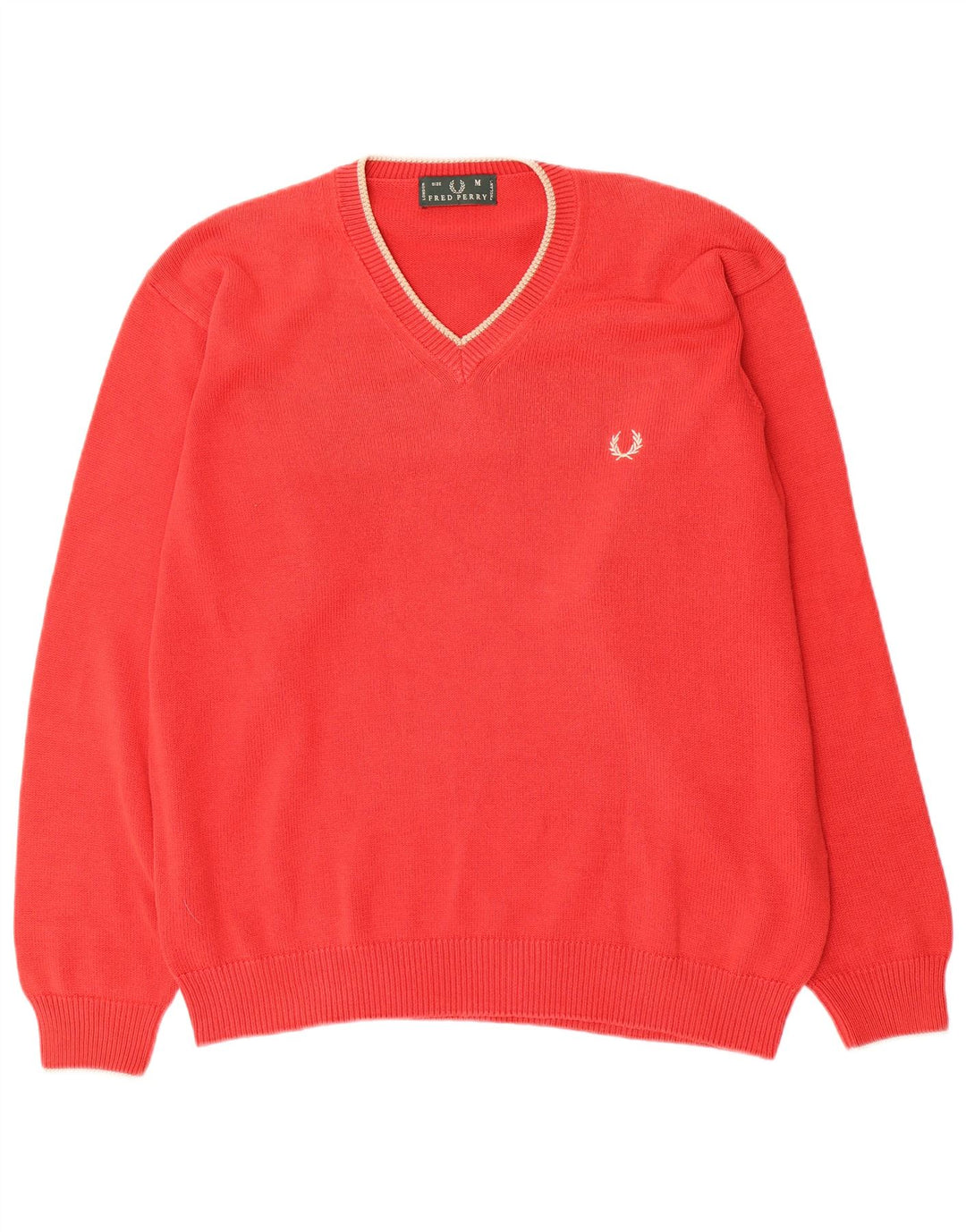 FRED PERRY Pull Col V Homme Rouge Moyen Coton
