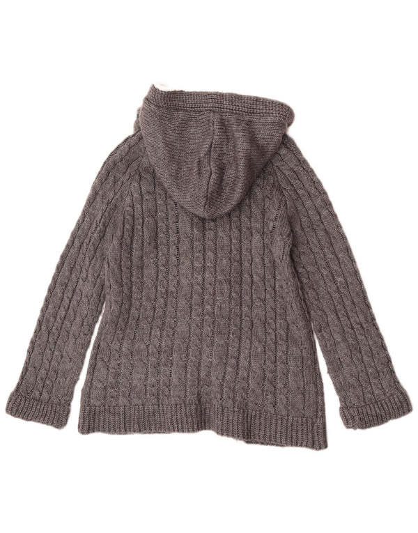 Zara Womens Hooded Duffle Cardigan Sweater UK 14 Grand Gris Acrylique