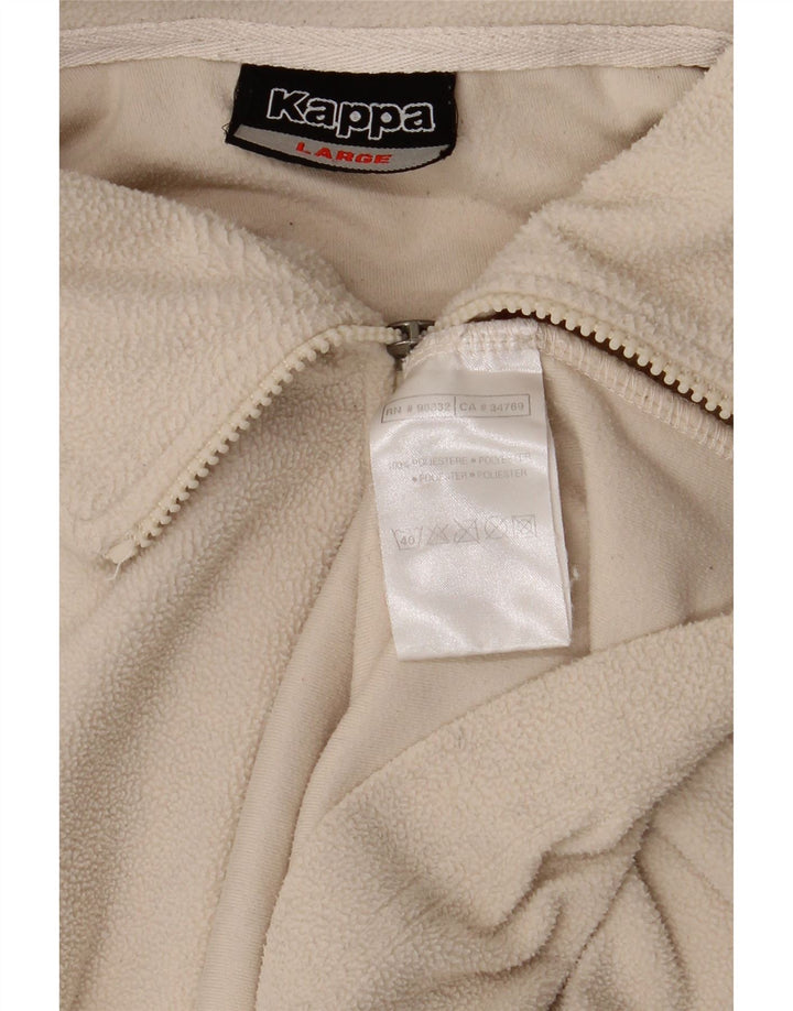 KAPPA Pull polaire à col zippé pour homme en polyester blanc cassé